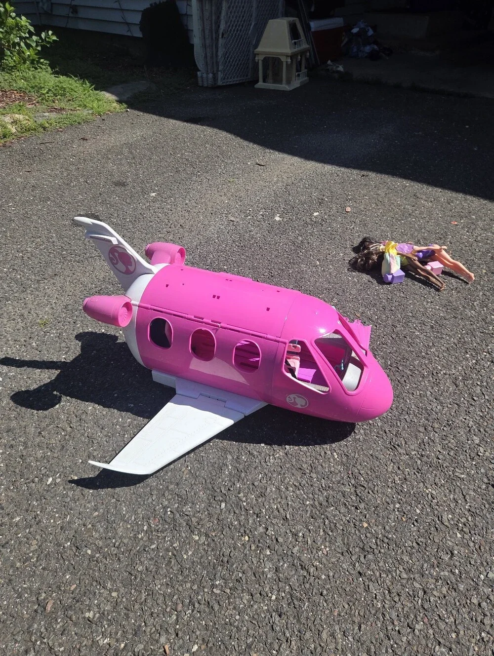 Barbie Pink Teal Play Plane with Fold-Out Cabin